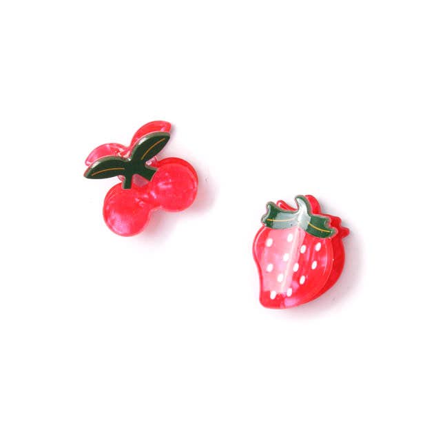 Cherry & Strawberry Mini Hair Clips Set