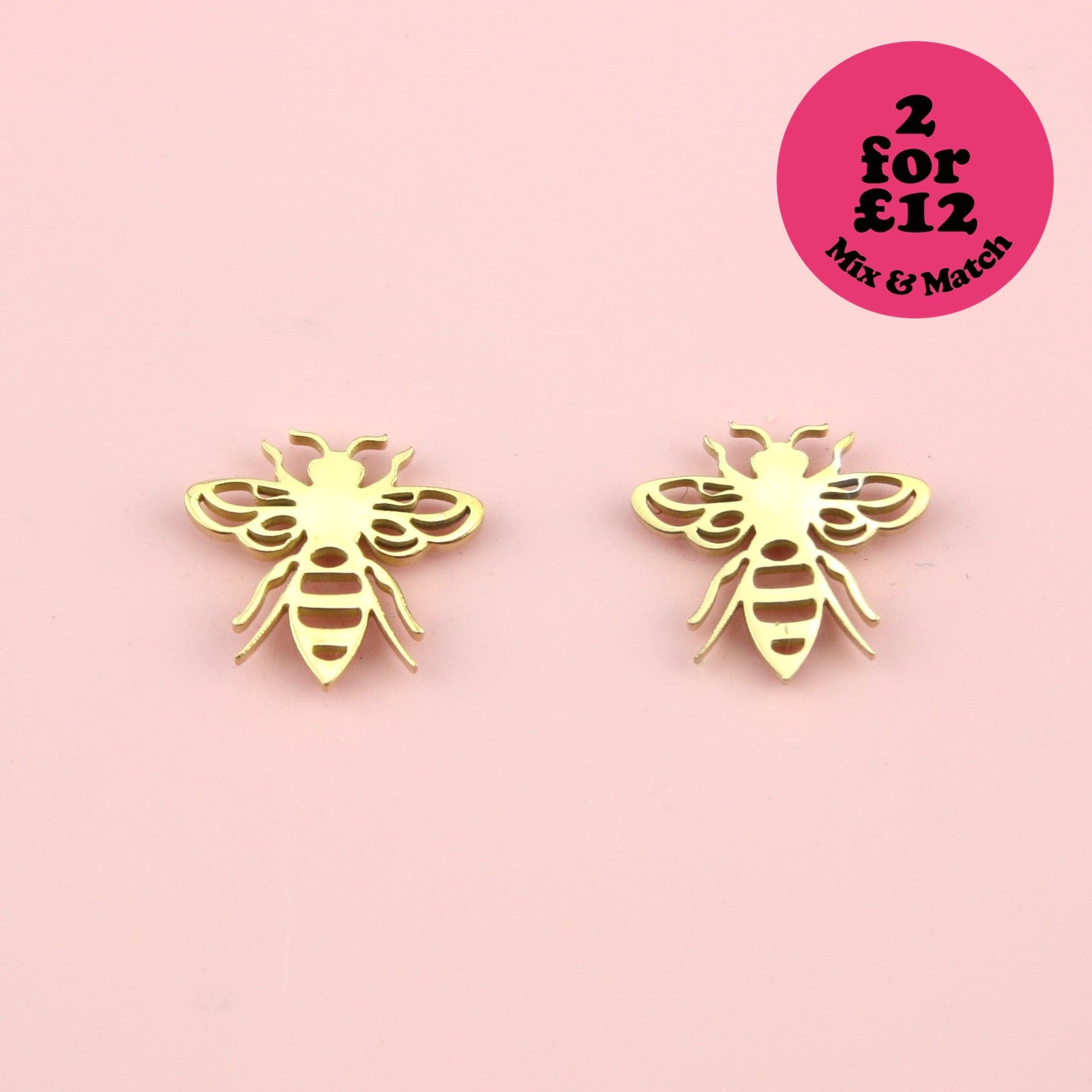 Buzzy Bee Stud Earrings (Gold Plated)