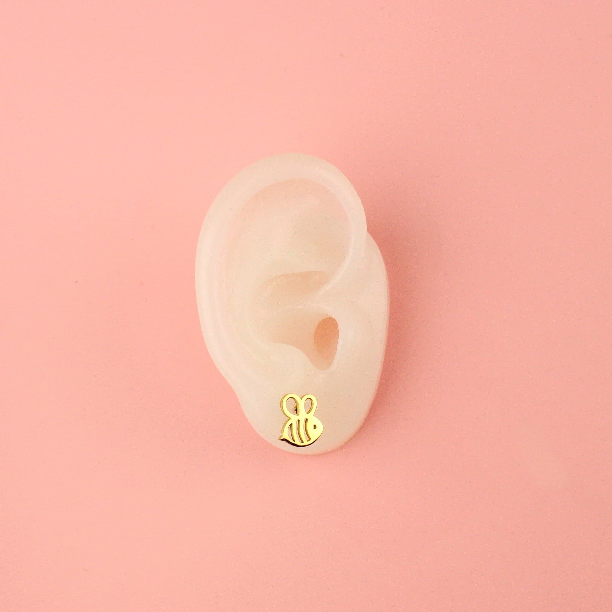 Cartoon Bee Stud Earrings (Gold Plated)