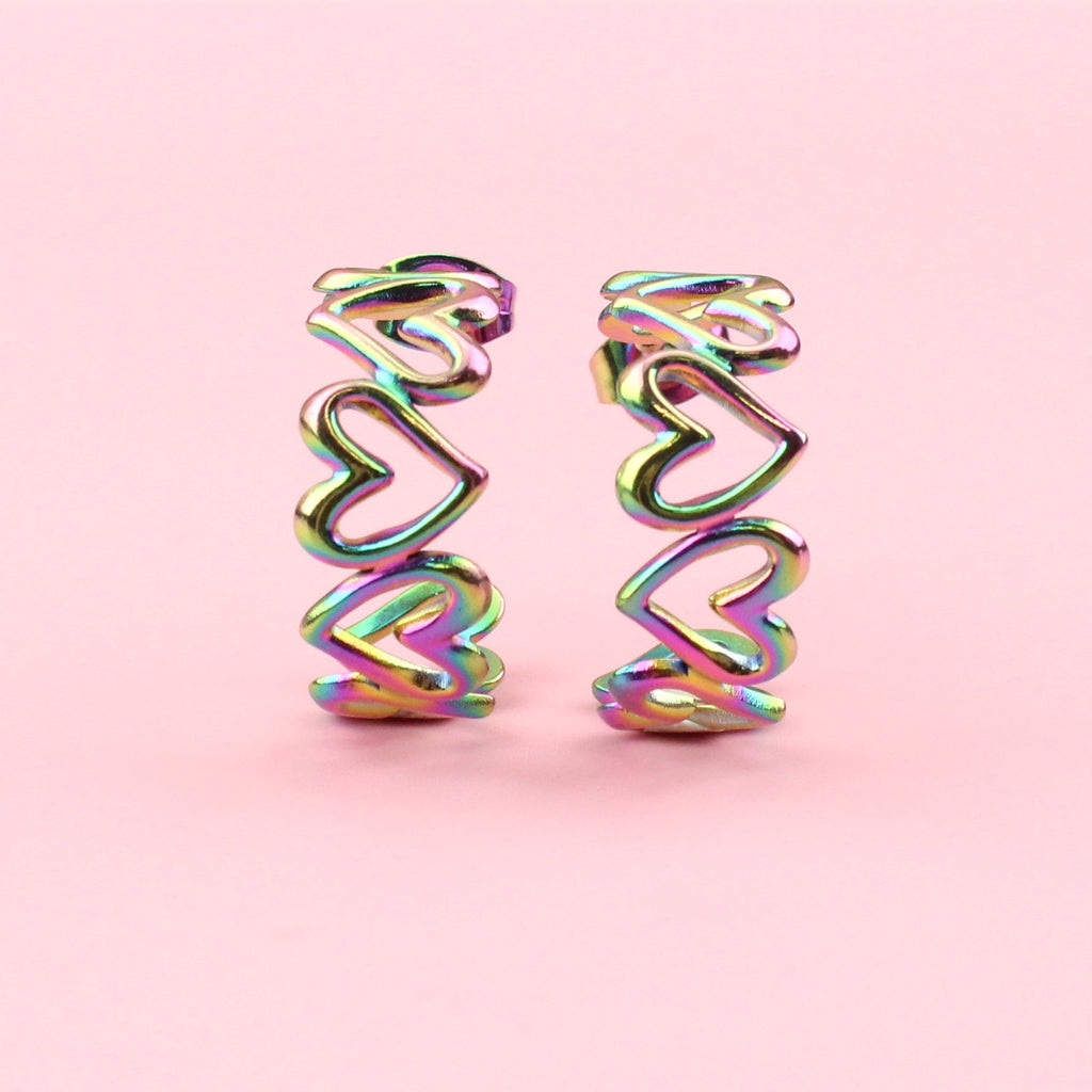 Change Of Heart Hoop Earrings (Rainbow)