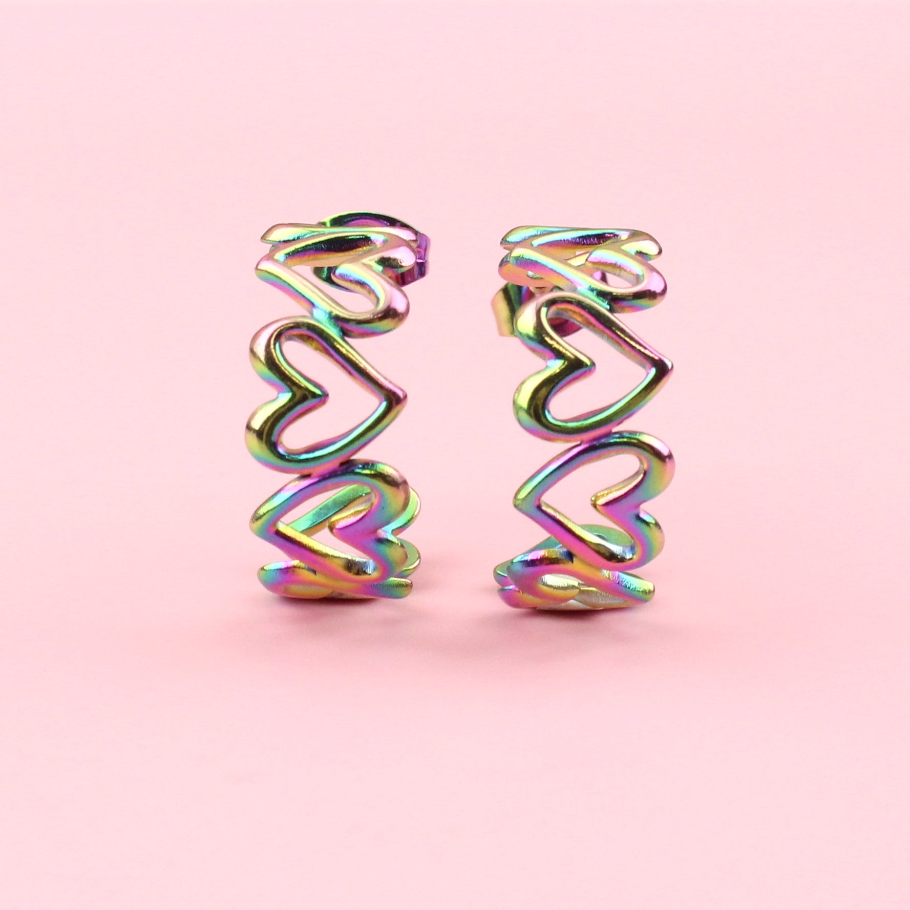 Change Of Heart Hoop Earrings (Rainbow)