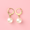 Cherished Pearl Huggie Hoop Earrings (Gold Plated)