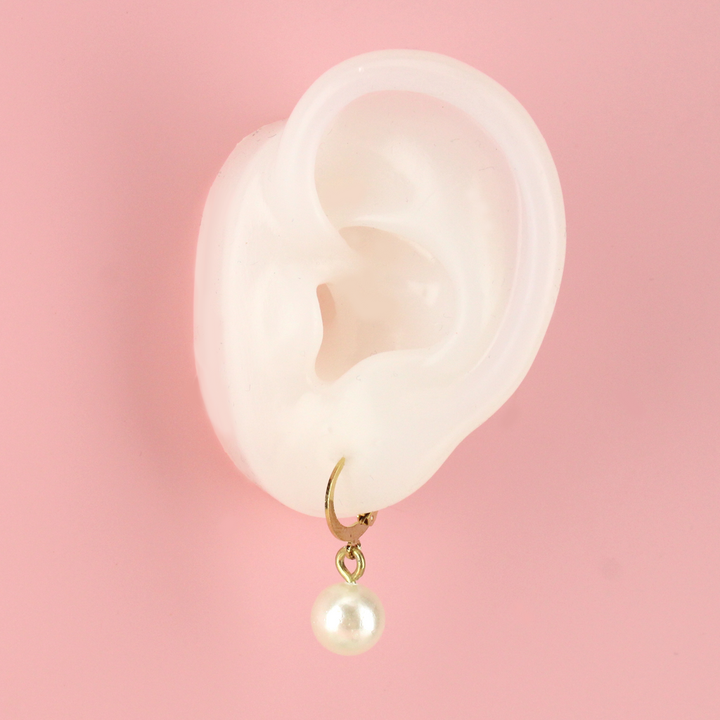 Cherished Pearl Huggie Hoop Earrings (Gold Plated)
