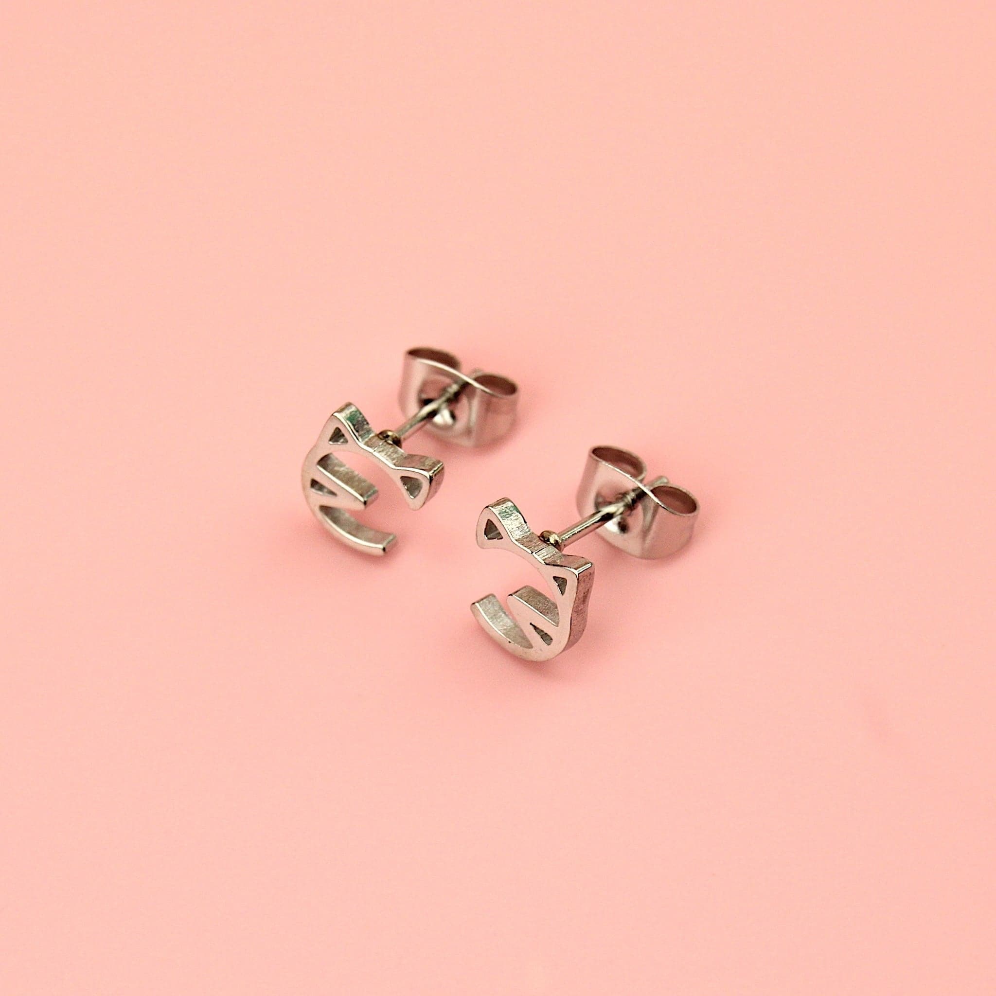 Cat Face Stud Earrings