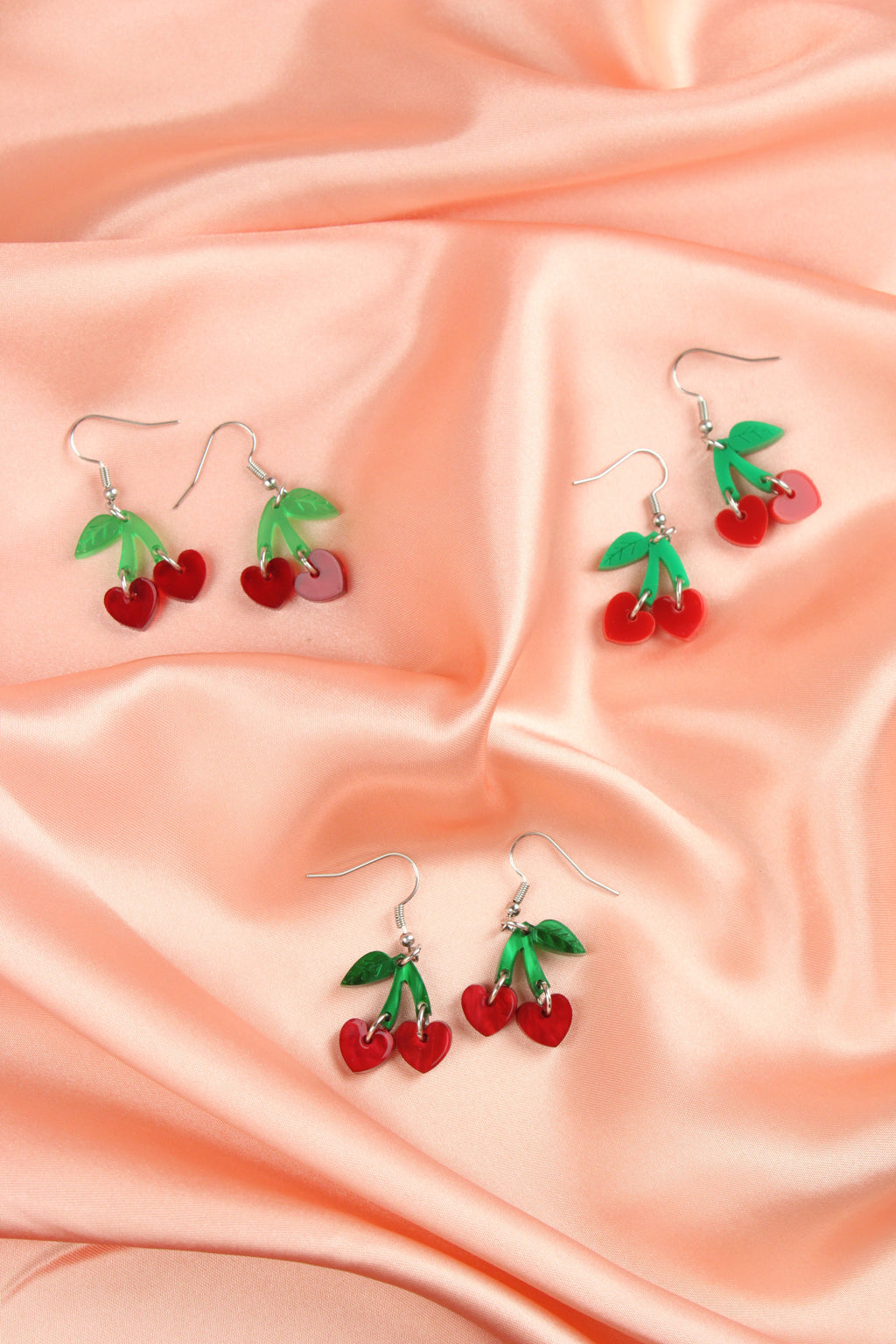 Cherry Love Earrings (Transparent Red)