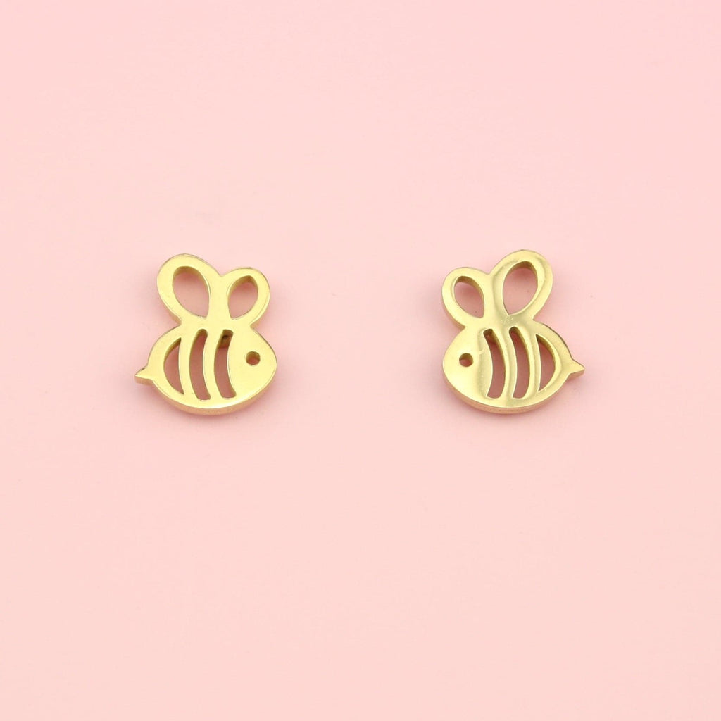 Cartoon Bee Stud Earrings (Gold Plated)