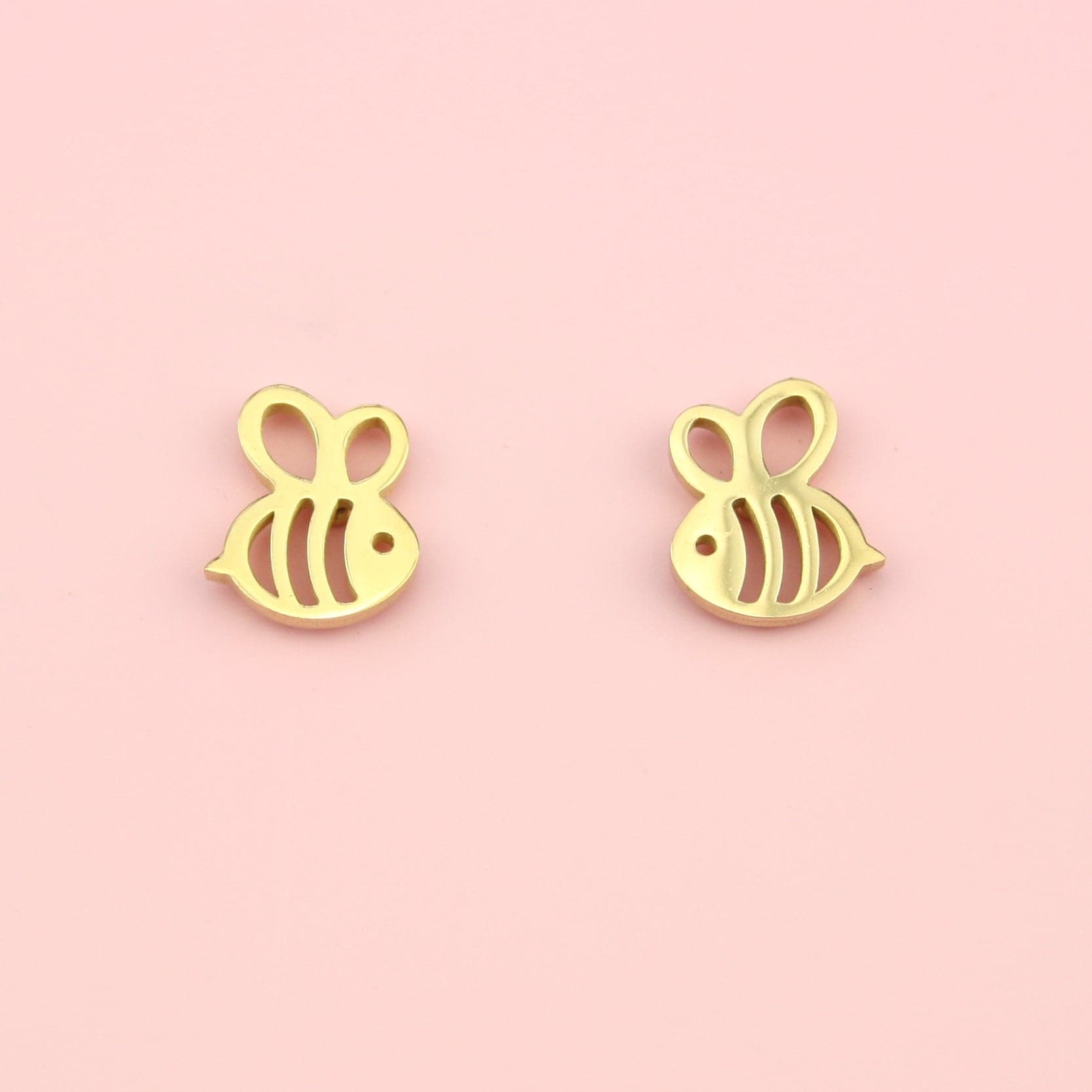 Cartoon Bee Stud Earrings (Gold Plated)