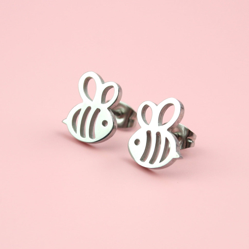 Cartoon Bee Stud Earrings (Stainless Steel)