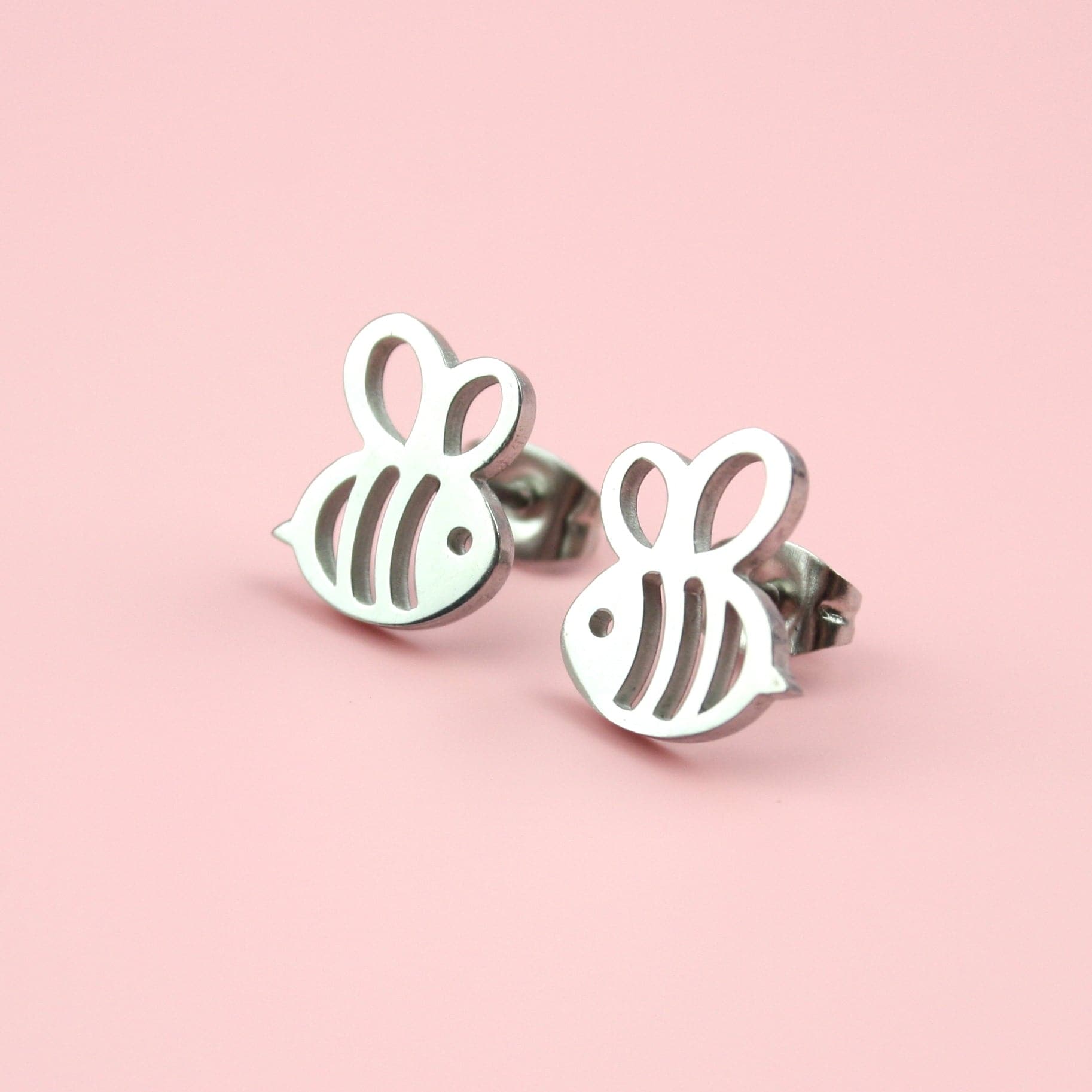 Cartoon Bee Stud Earrings (Stainless Steel)
