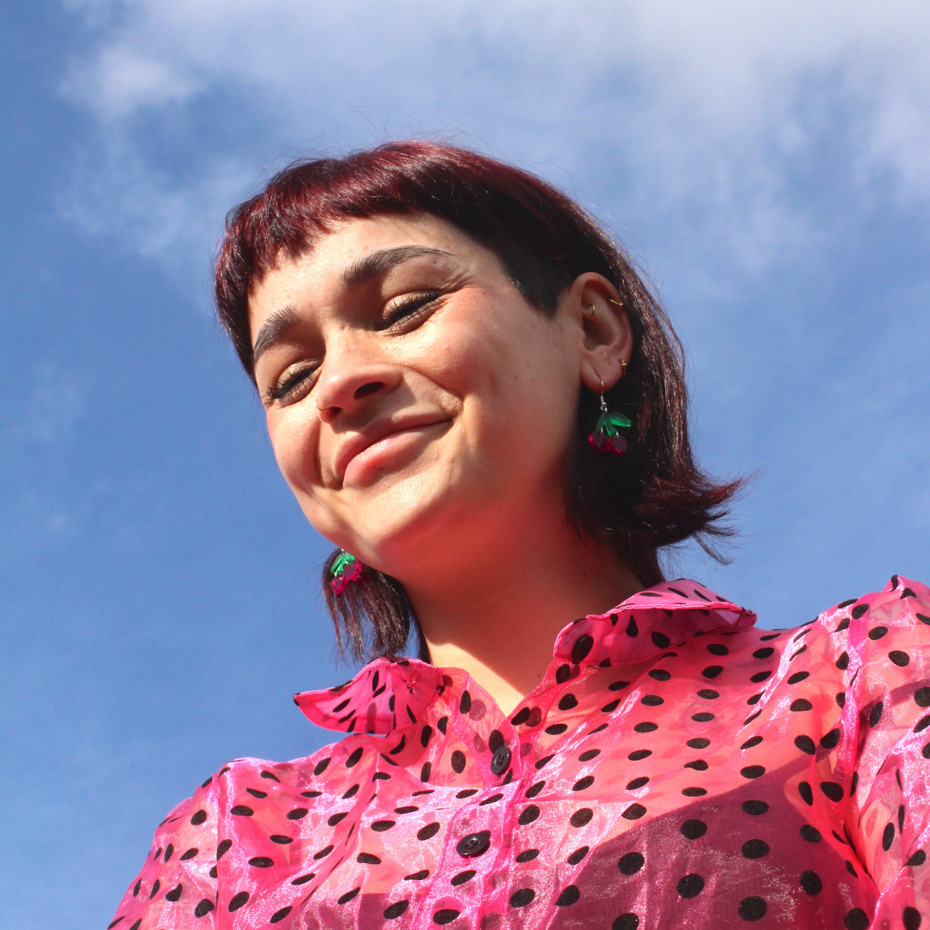 Cherry Love Earrings (Transparent Pink)
