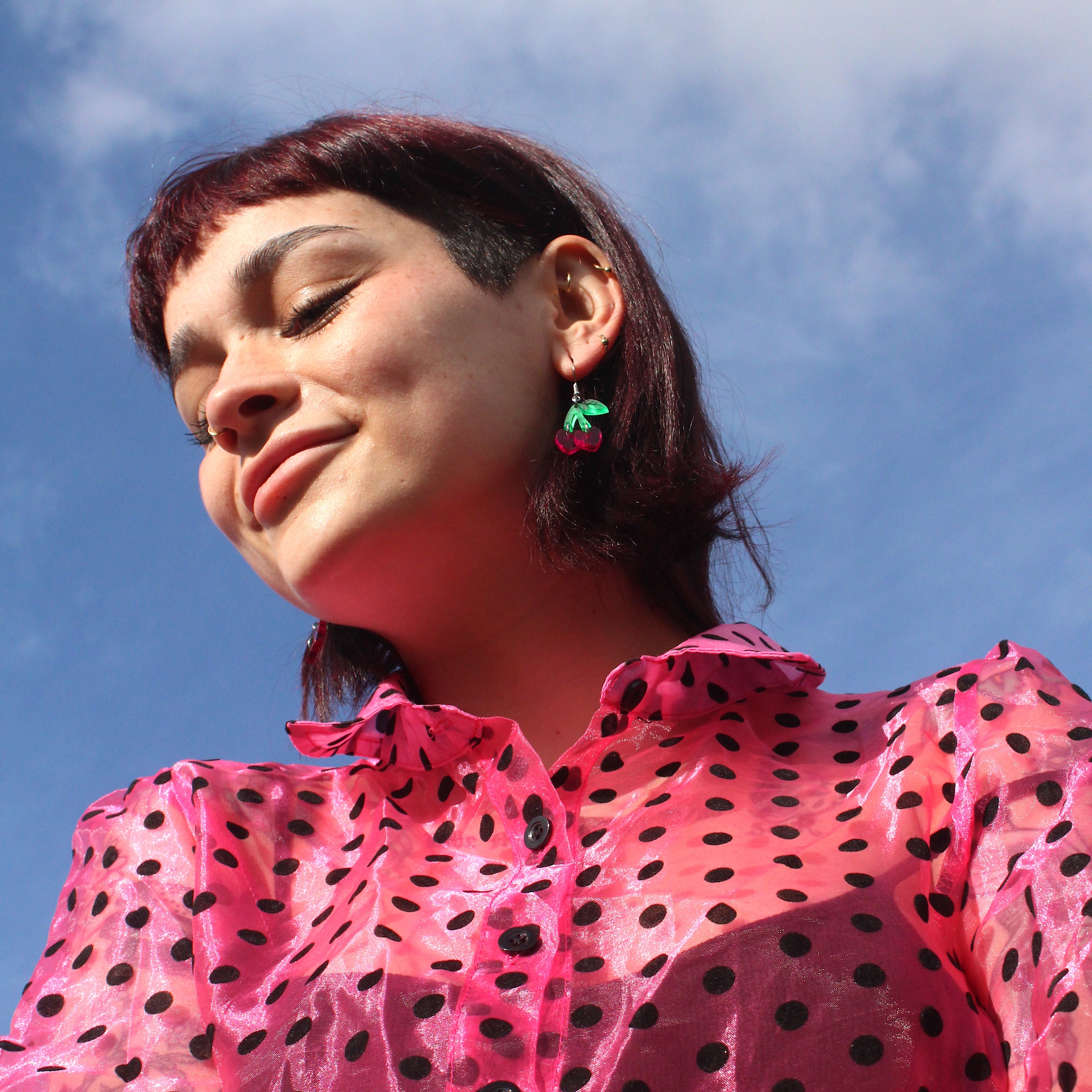 Cherry Love Earrings (Transparent Pink)