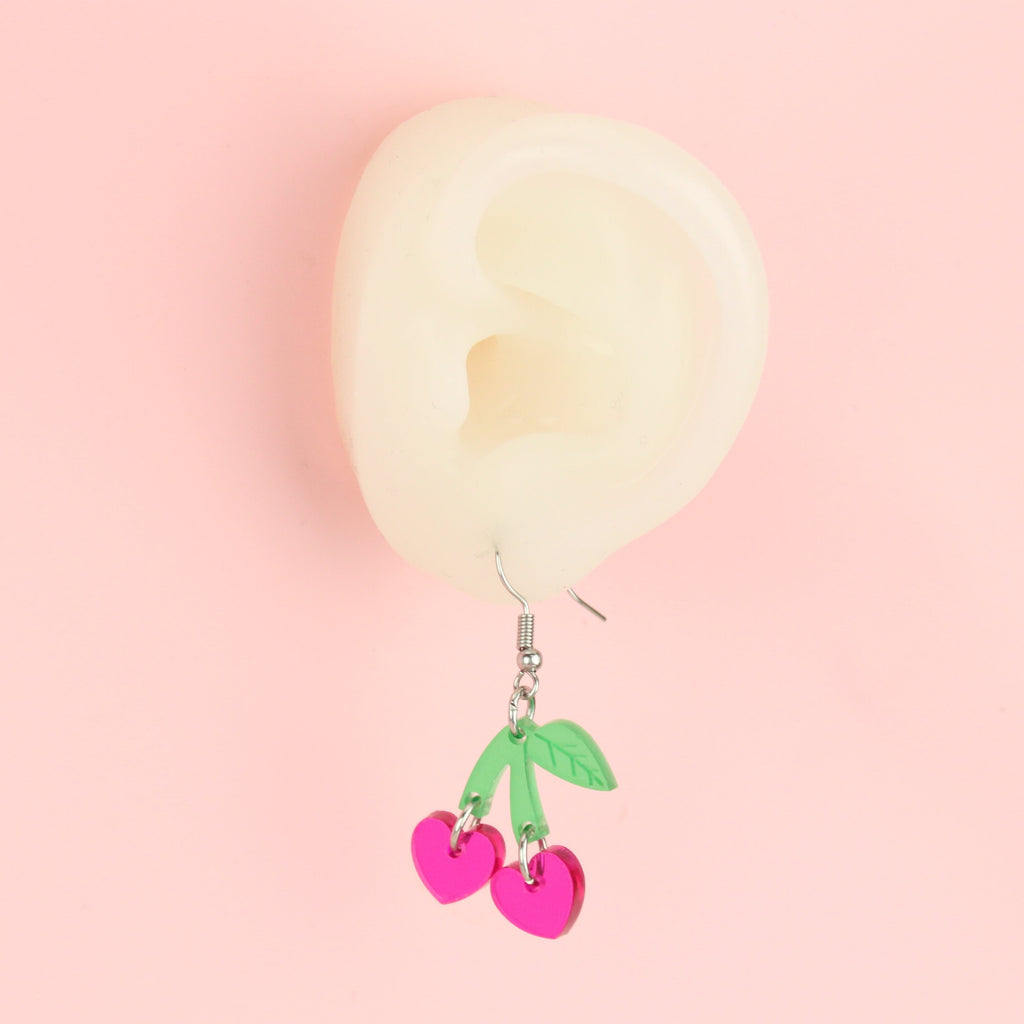 Cherry Love Earrings (Transparent Pink)