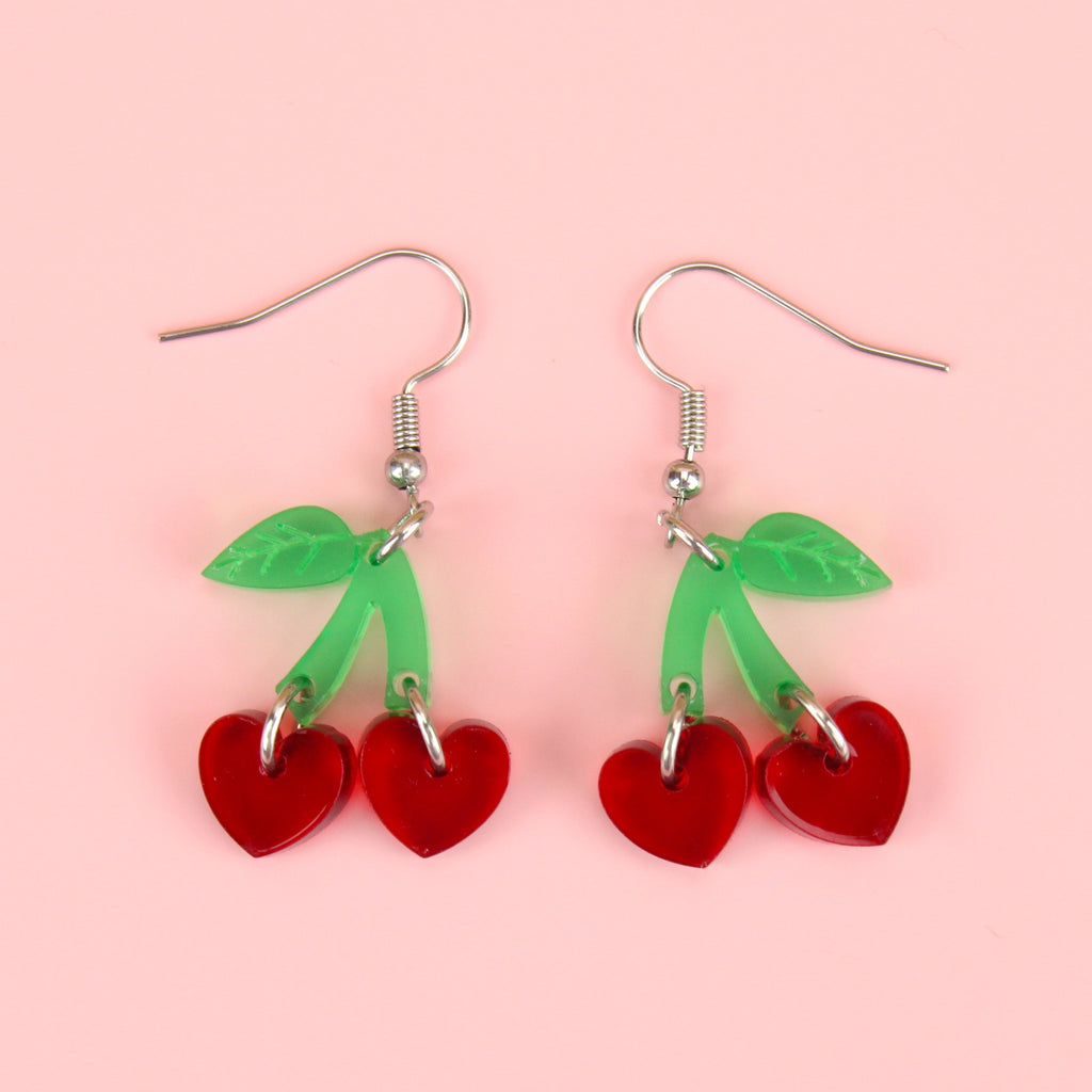 Cherry Love Earrings (Transparent Red)