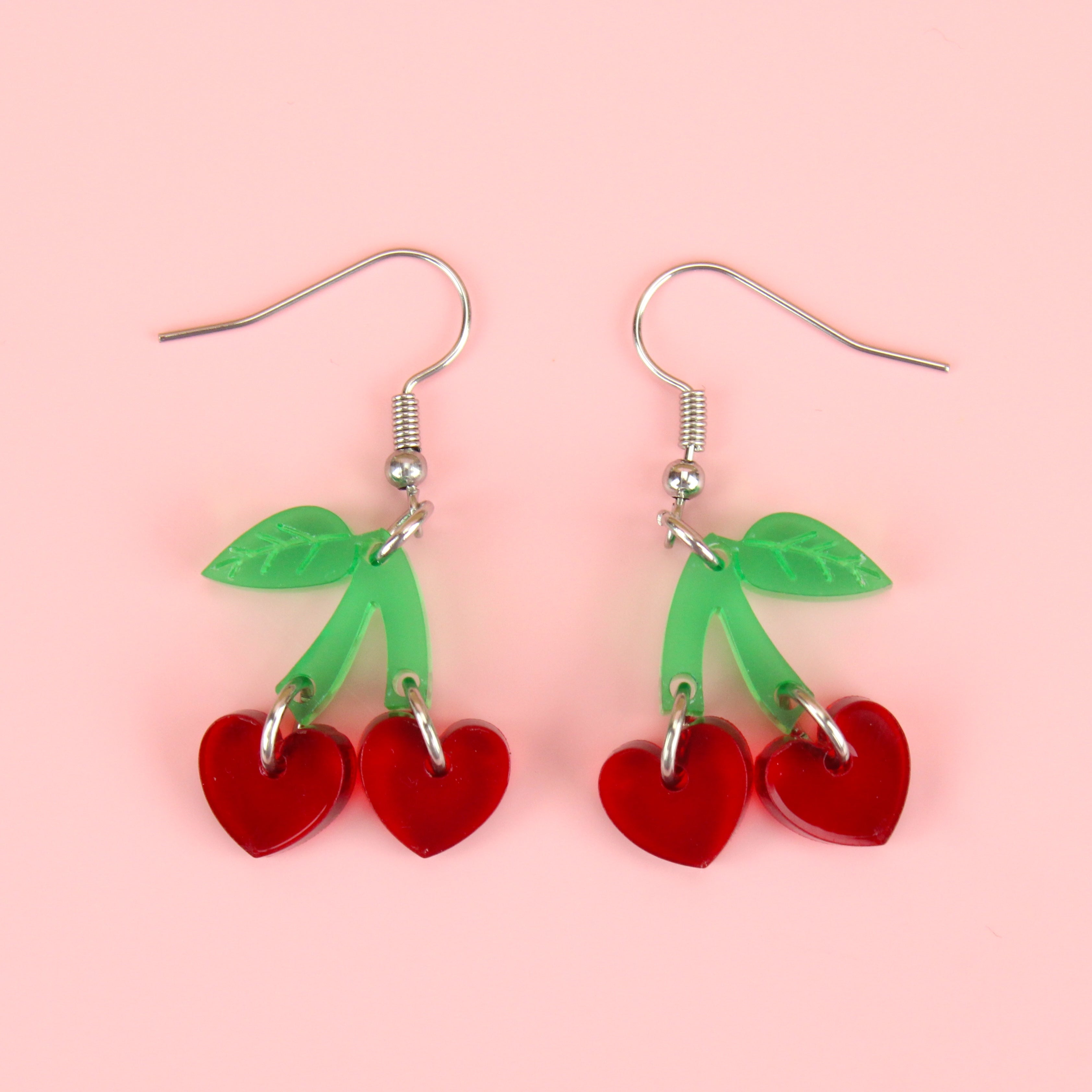 Cherry Love Earrings (Transparent Red)