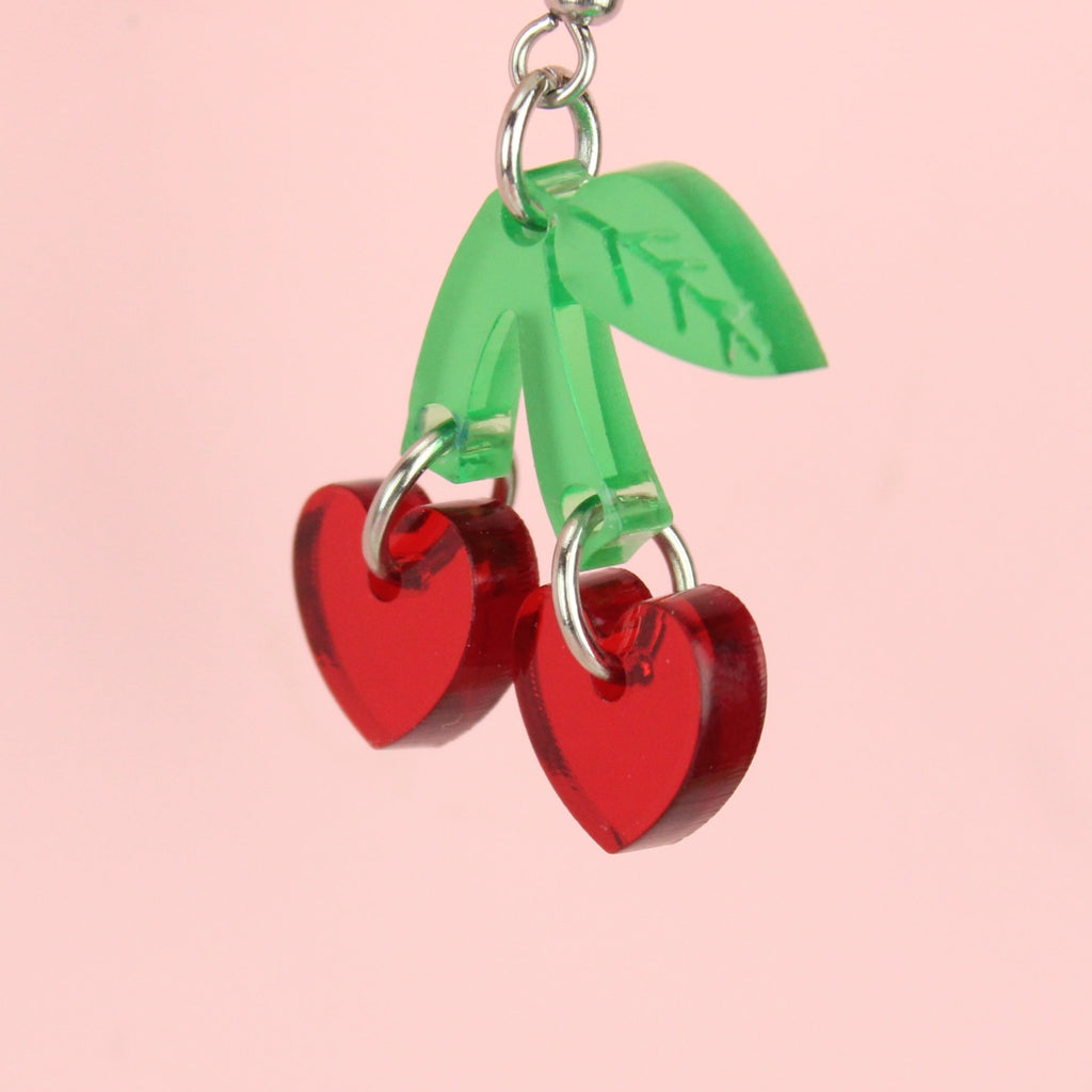 Cherry Love Earrings (Transparent Red)