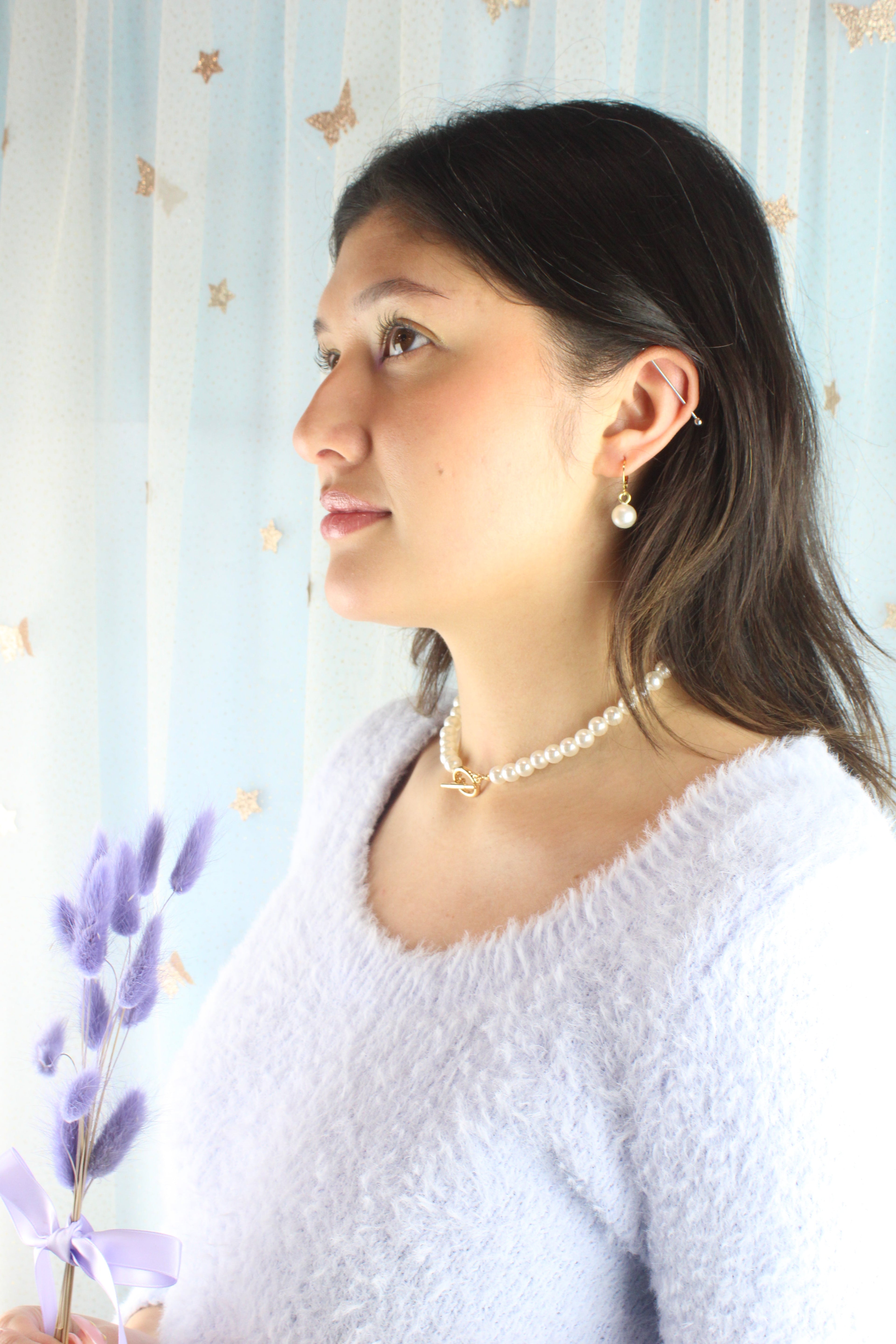 Cherished Pearl Huggie Hoop Earrings (Gold Plated)