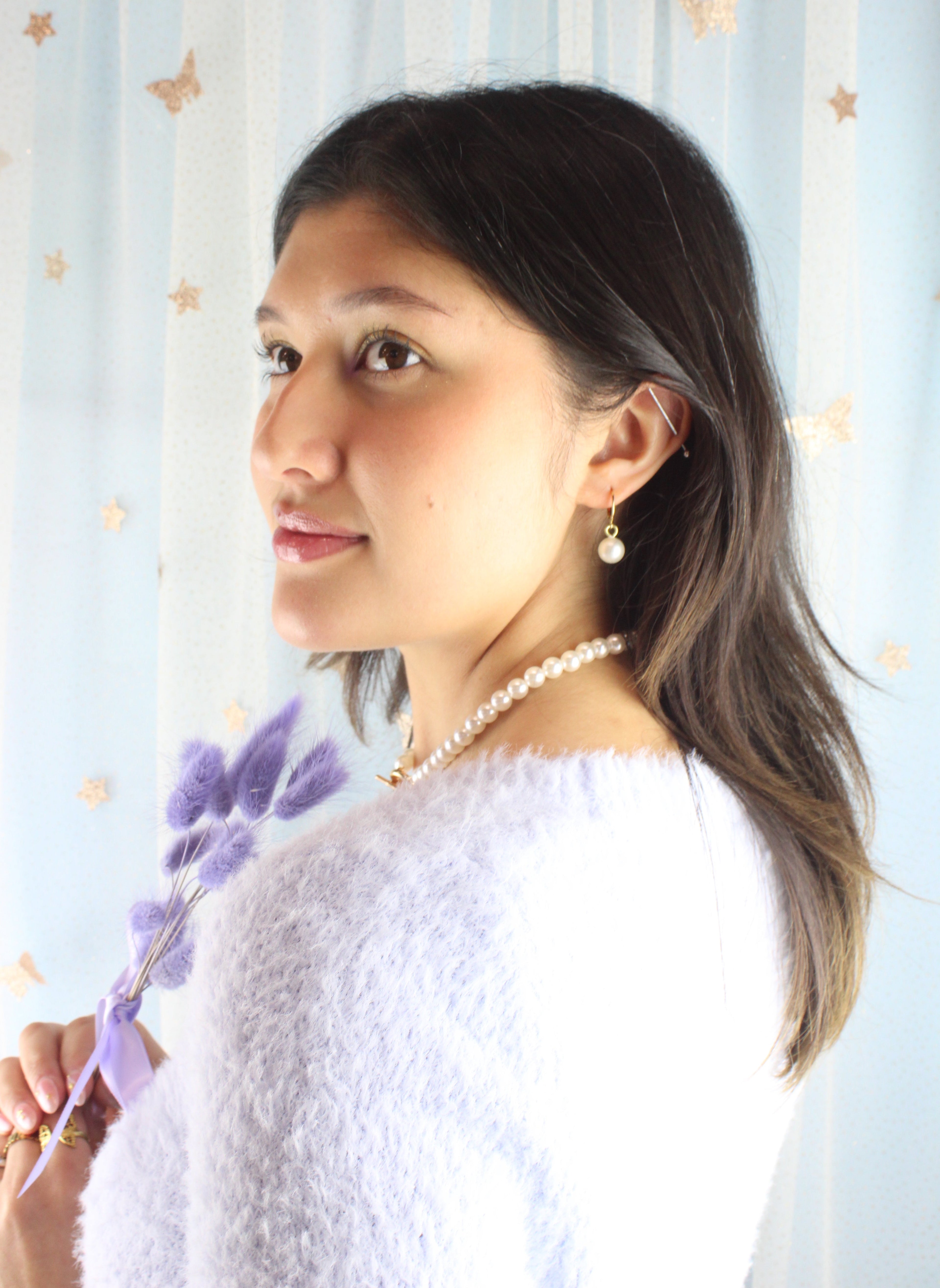 Cherished Pearl Huggie Hoop Earrings (Gold Plated)