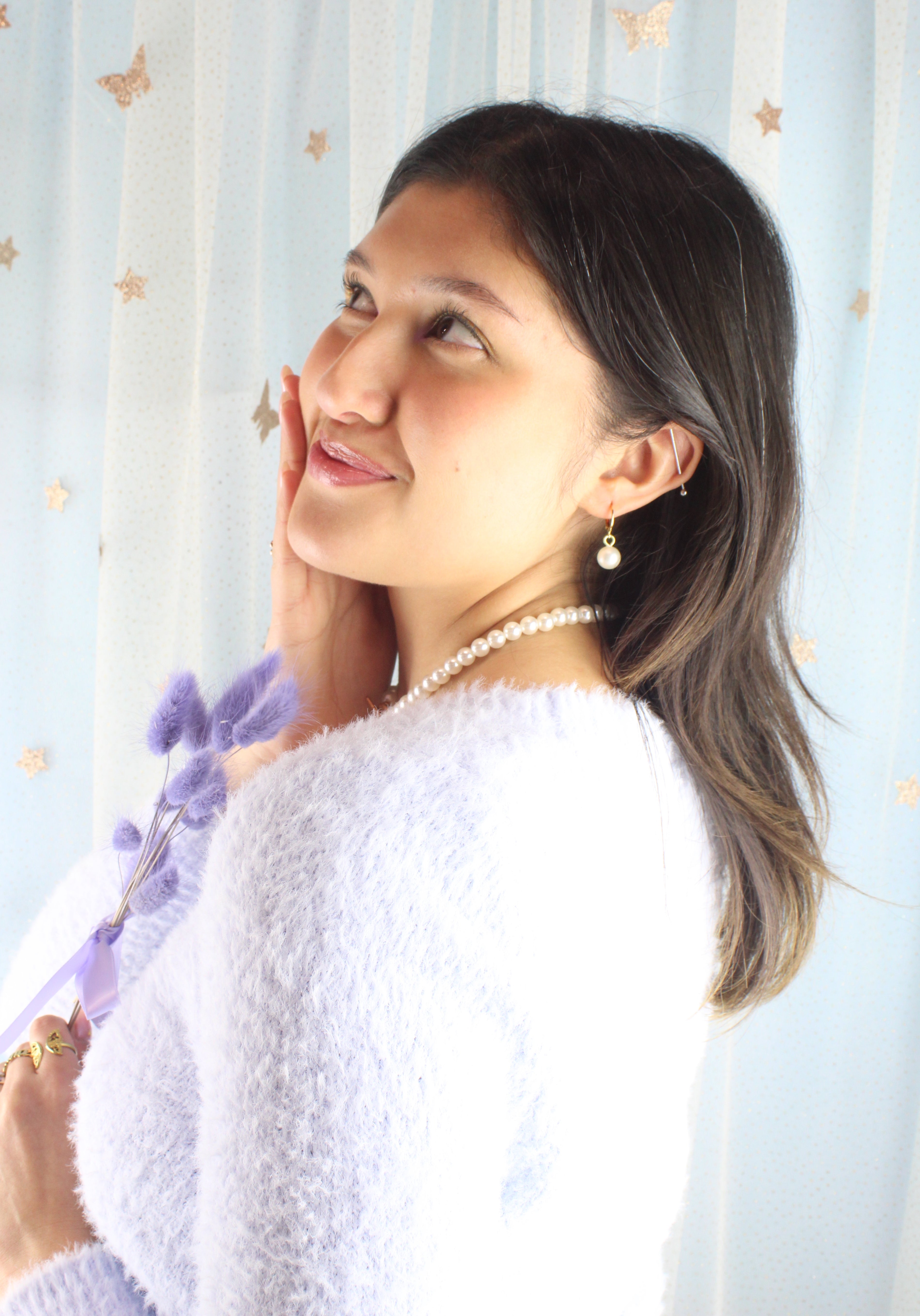 Cherished Pearl Huggie Hoop Earrings (Gold Plated)