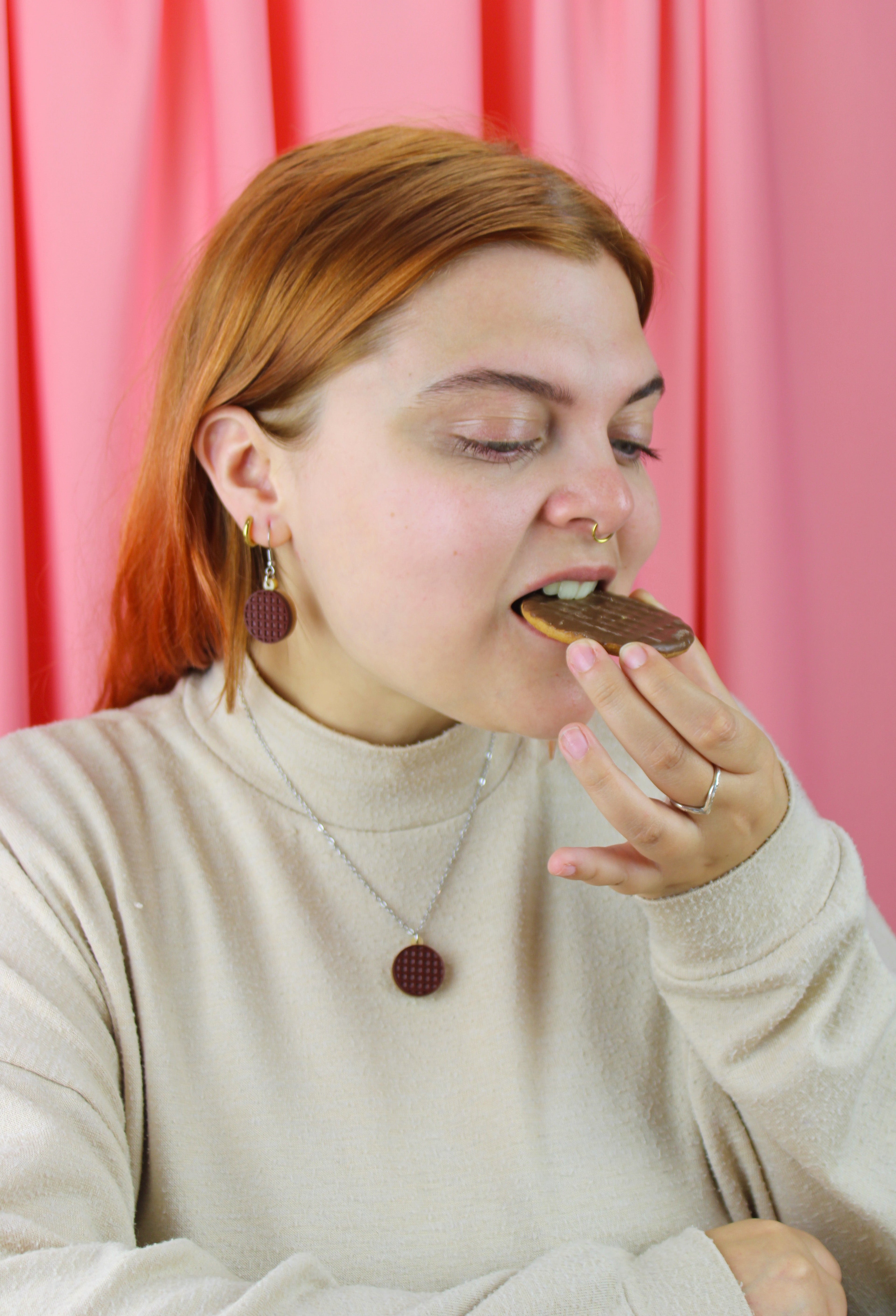 Chocolate Digestive Biscuit Earrings