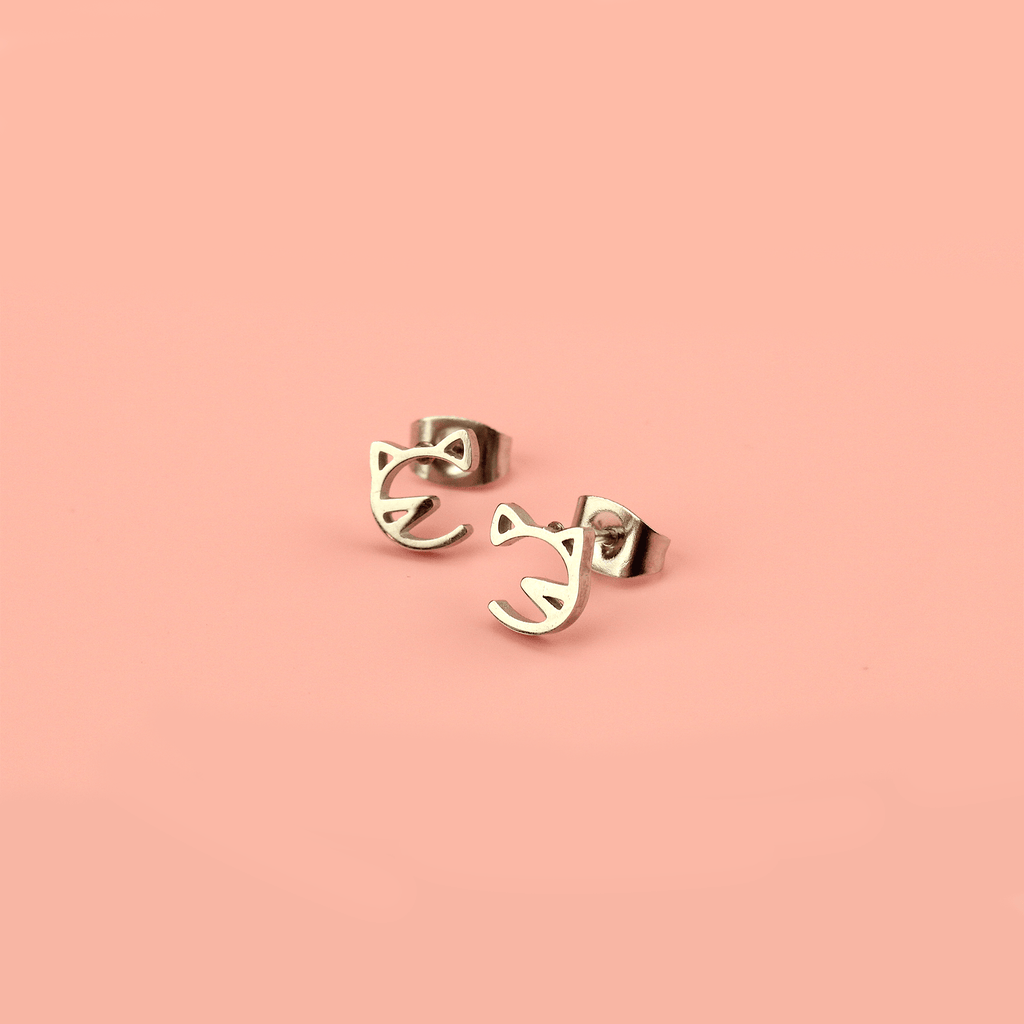 Cat Face Stud Earrings