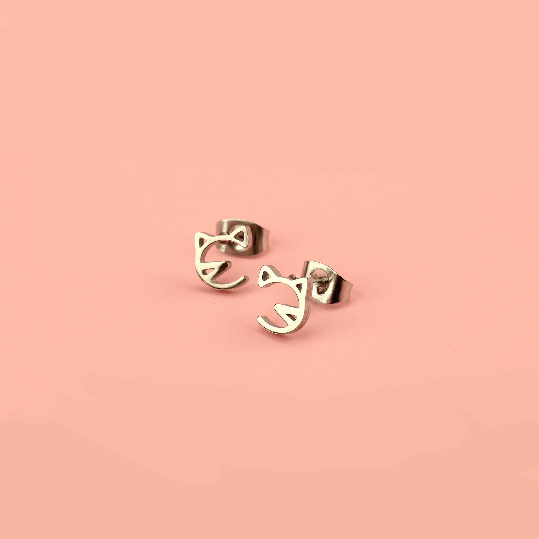Cat Face Stud Earrings
