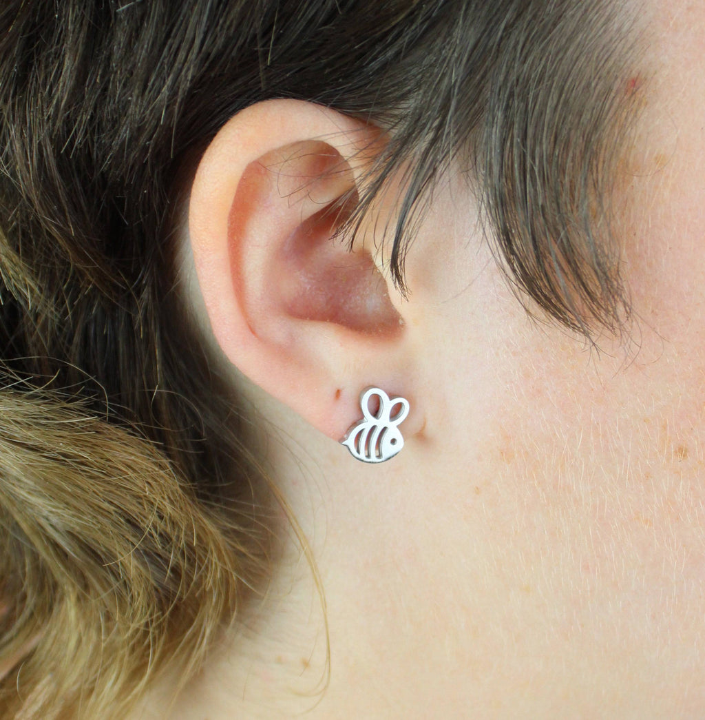Cartoon Bee Stud Earrings (Stainless Steel)