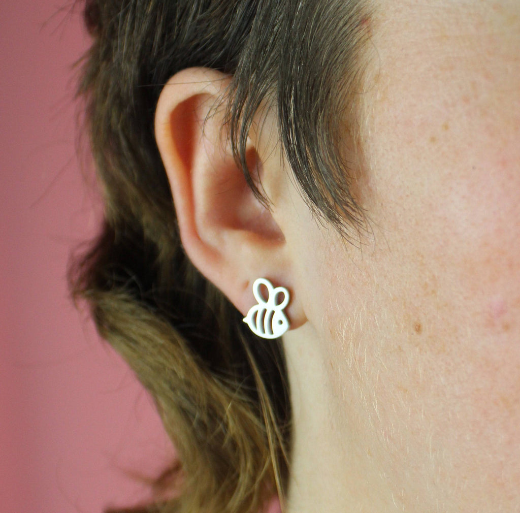 Cartoon Bee Stud Earrings (Stainless Steel)