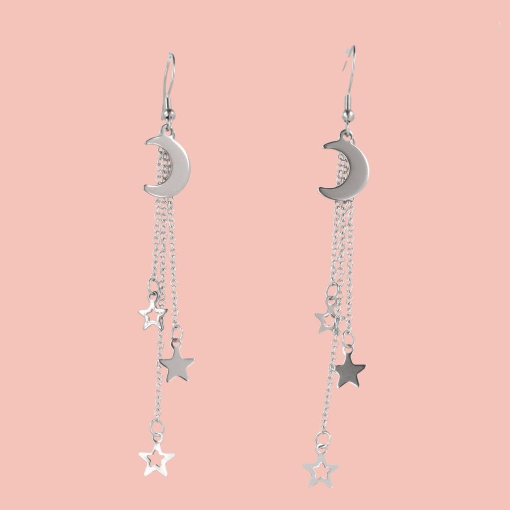 Cascading Moon And Stars Earrings
