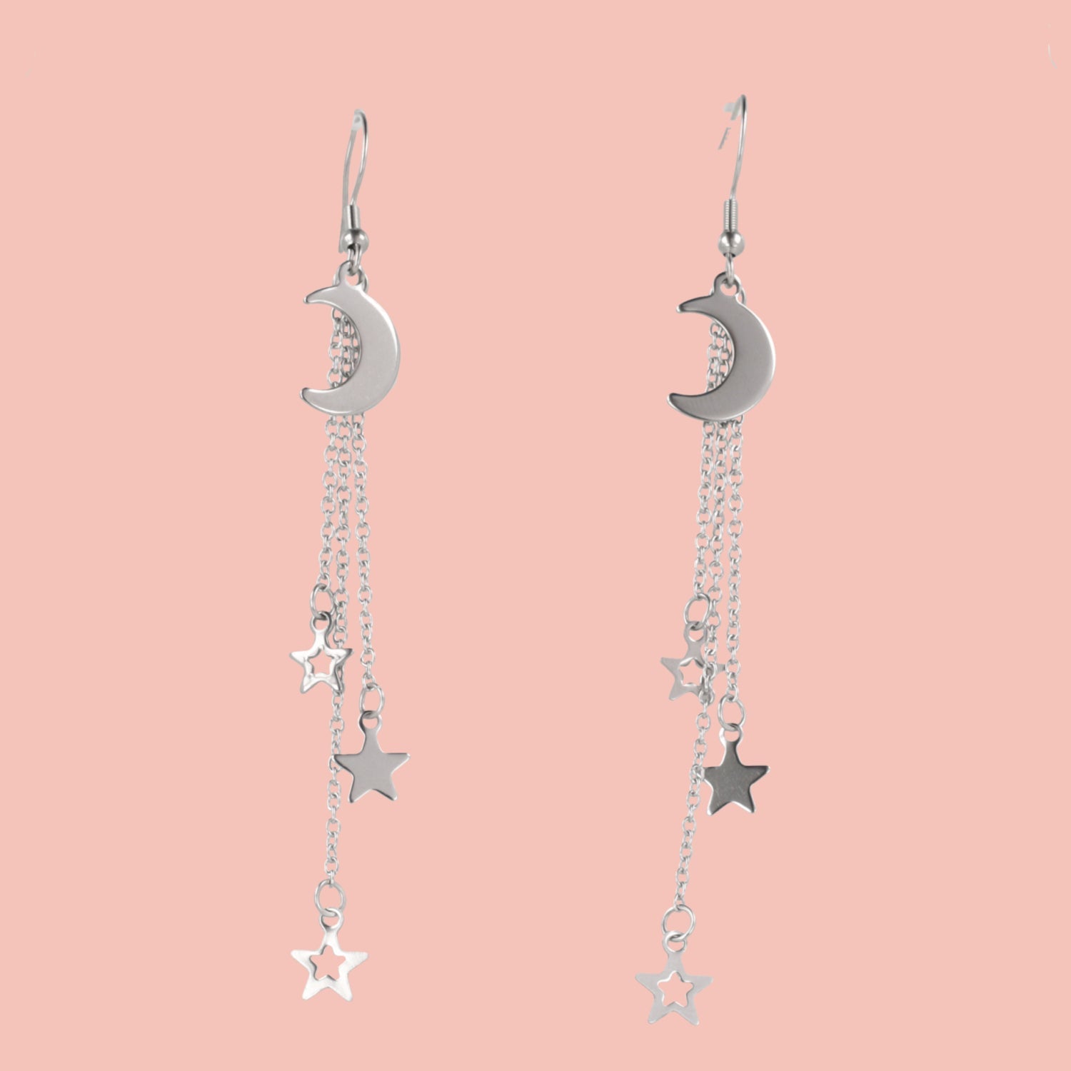 Cascading Moon And Stars Earrings
