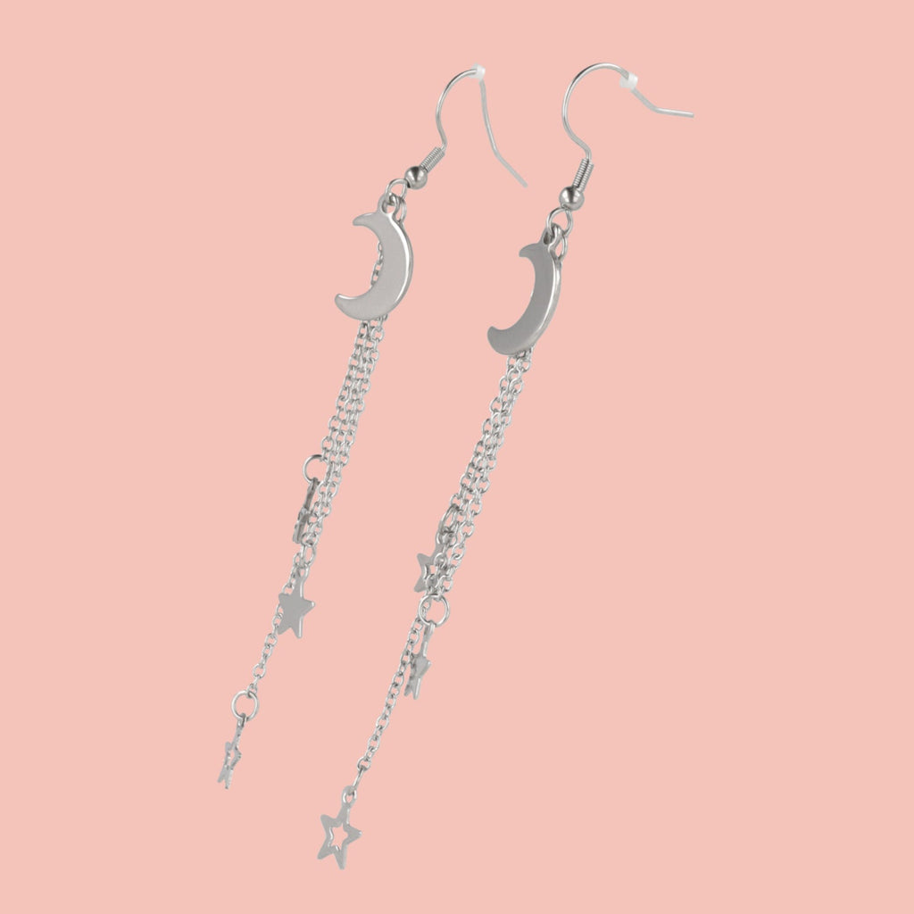 Cascading Moon And Stars Earrings