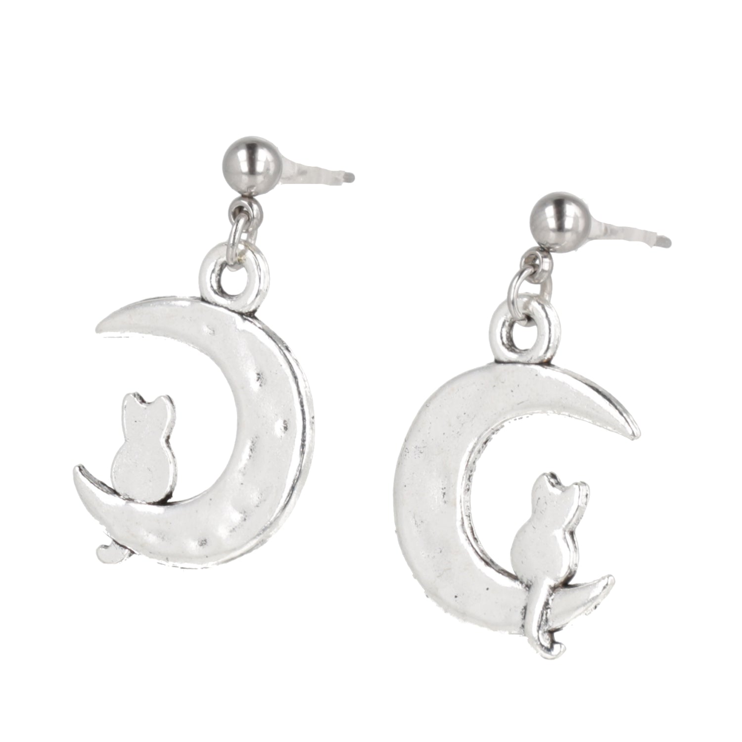 Cat On The Moon Stud Earrings