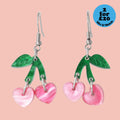 Cherry Love Earrings (Pink Marble)