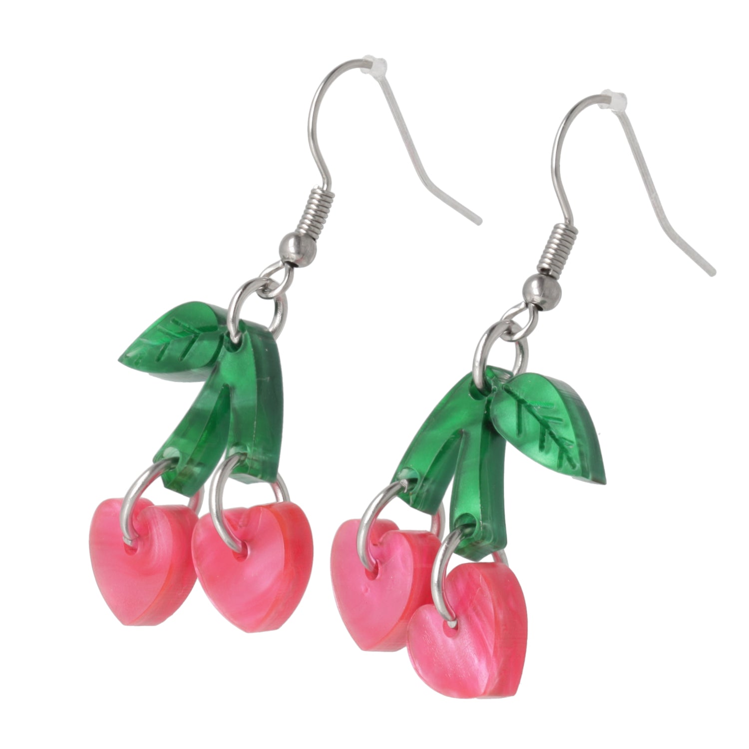 Cherry Love Earrings (Pink Marble)