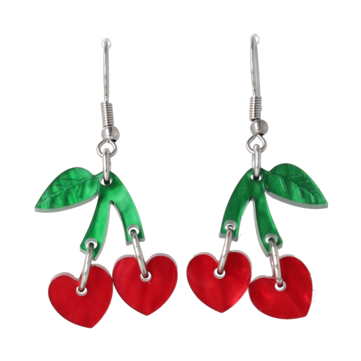 Cherry Love Earrings (Red Marble)