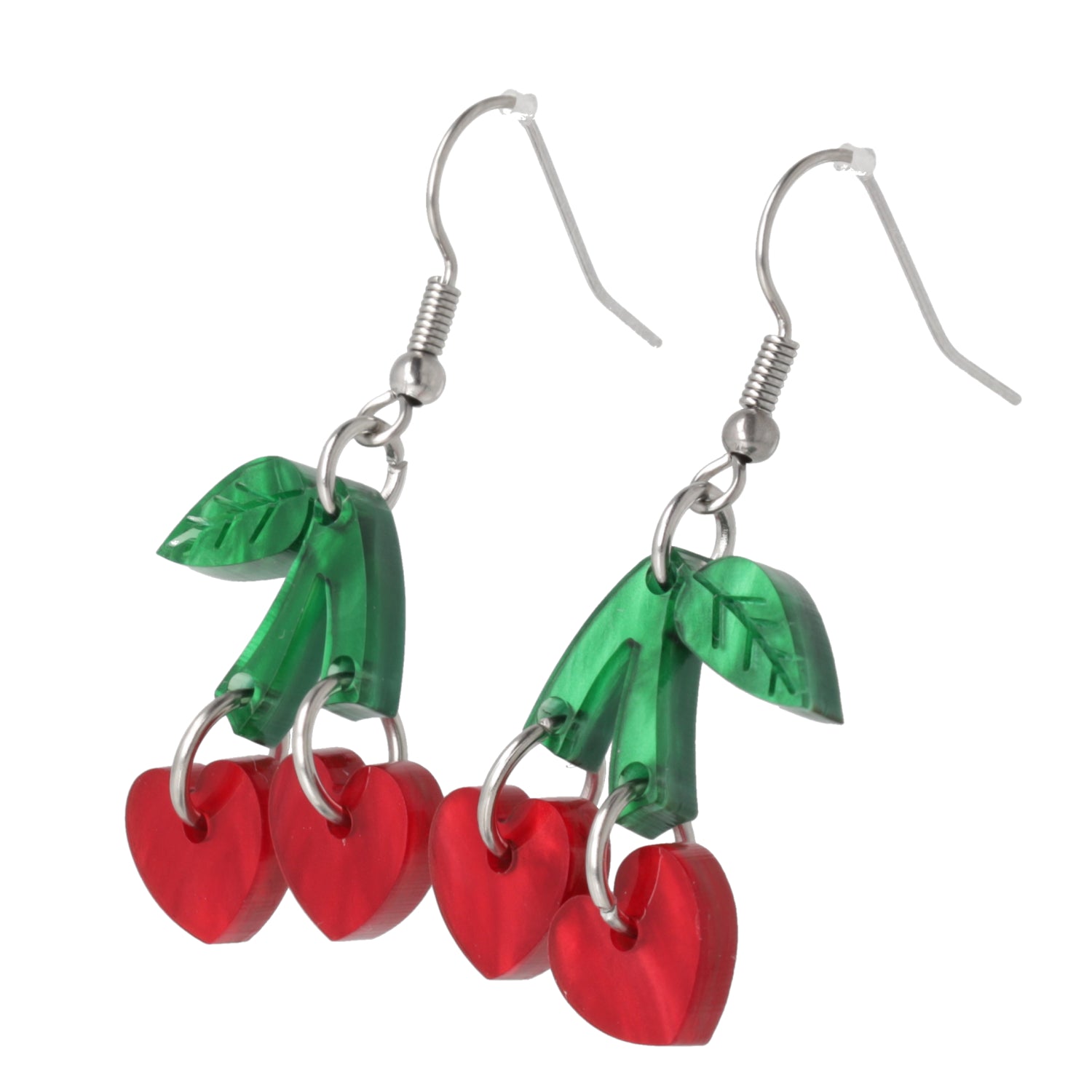 Cherry Love Earrings (Red Marble)