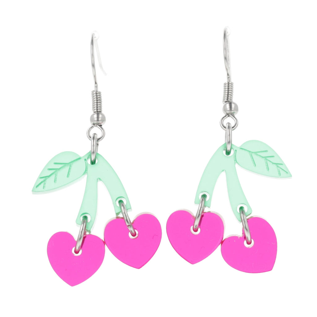 Cherry Love Earrings (Transparent Pink)