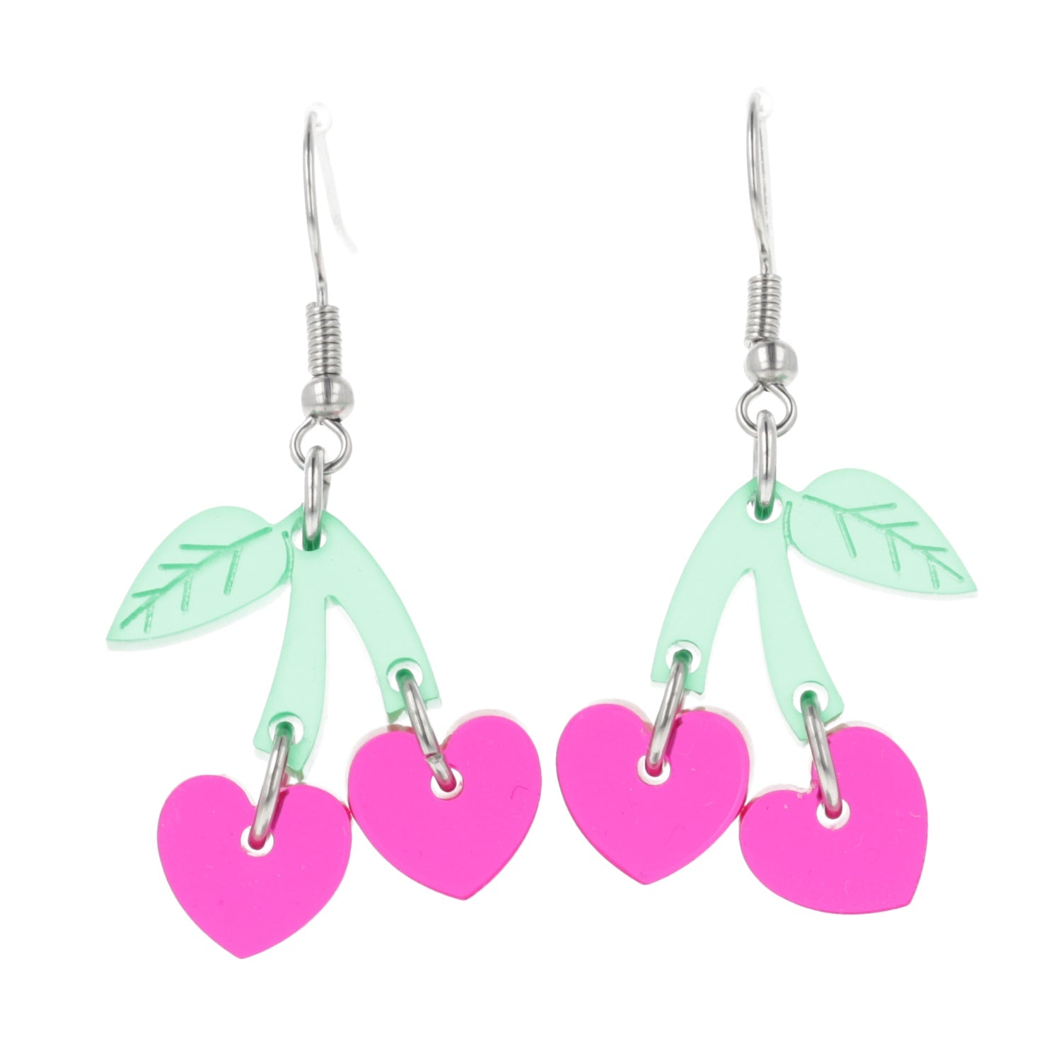 Cherry Love Earrings (Transparent Pink)