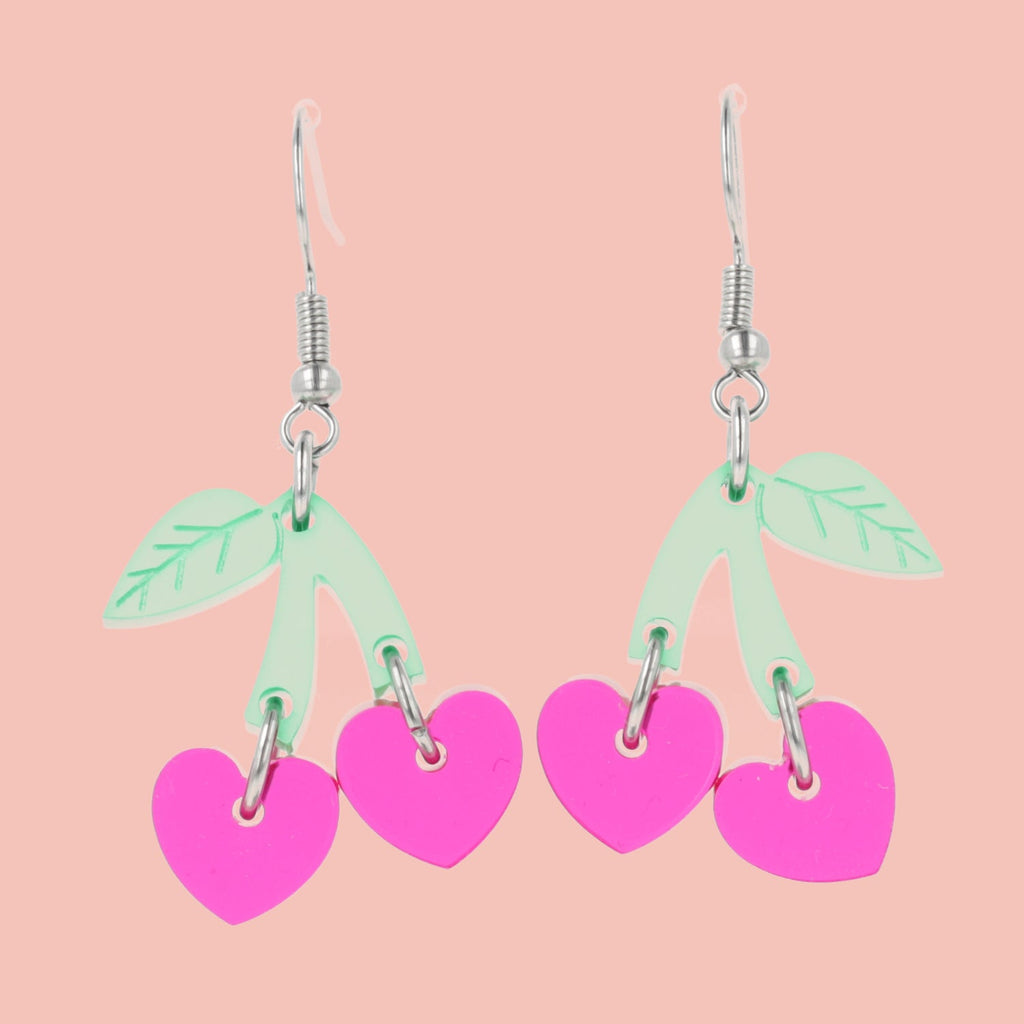 Cherry Love Earrings (Transparent Pink)