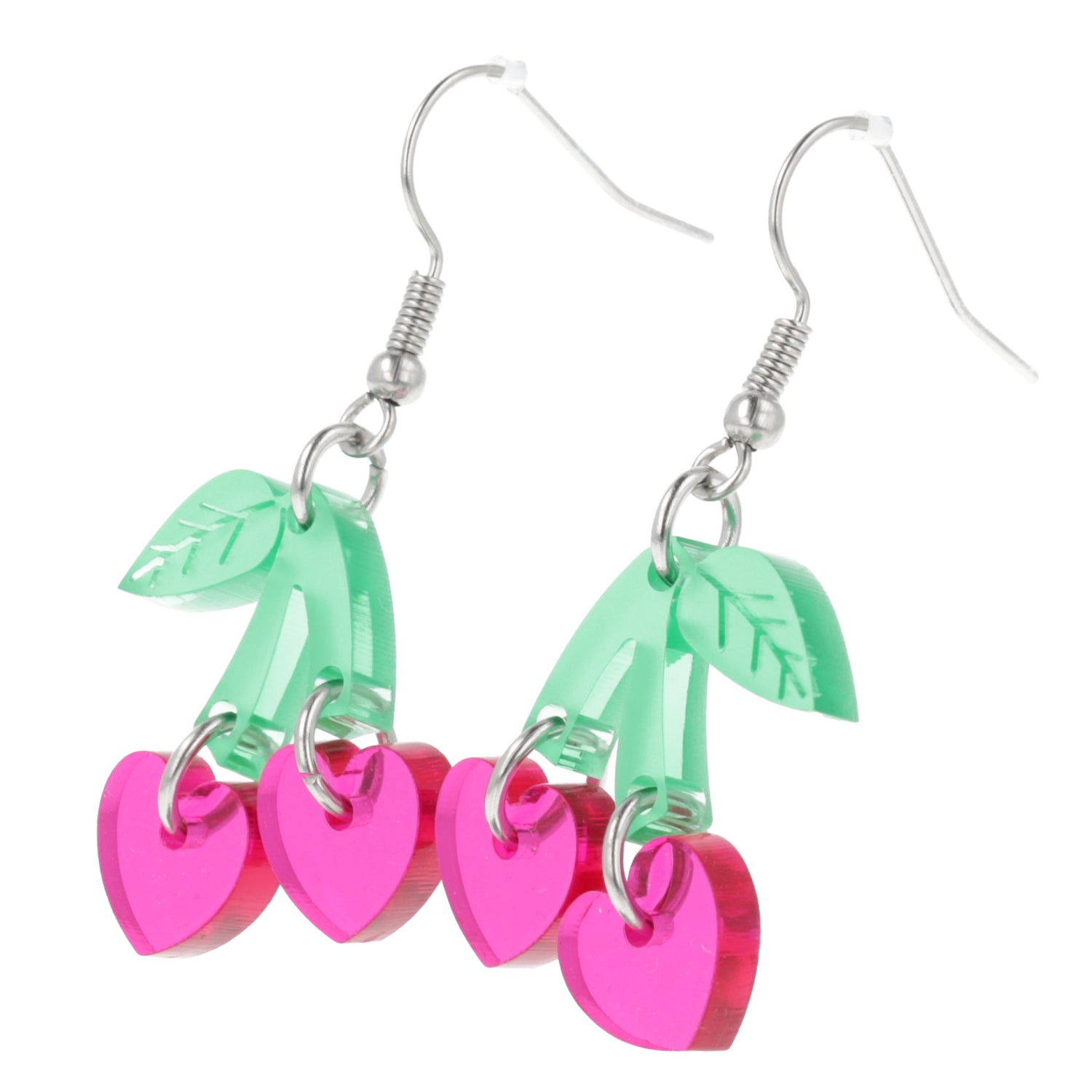 Cherry Love Earrings (Transparent Pink)