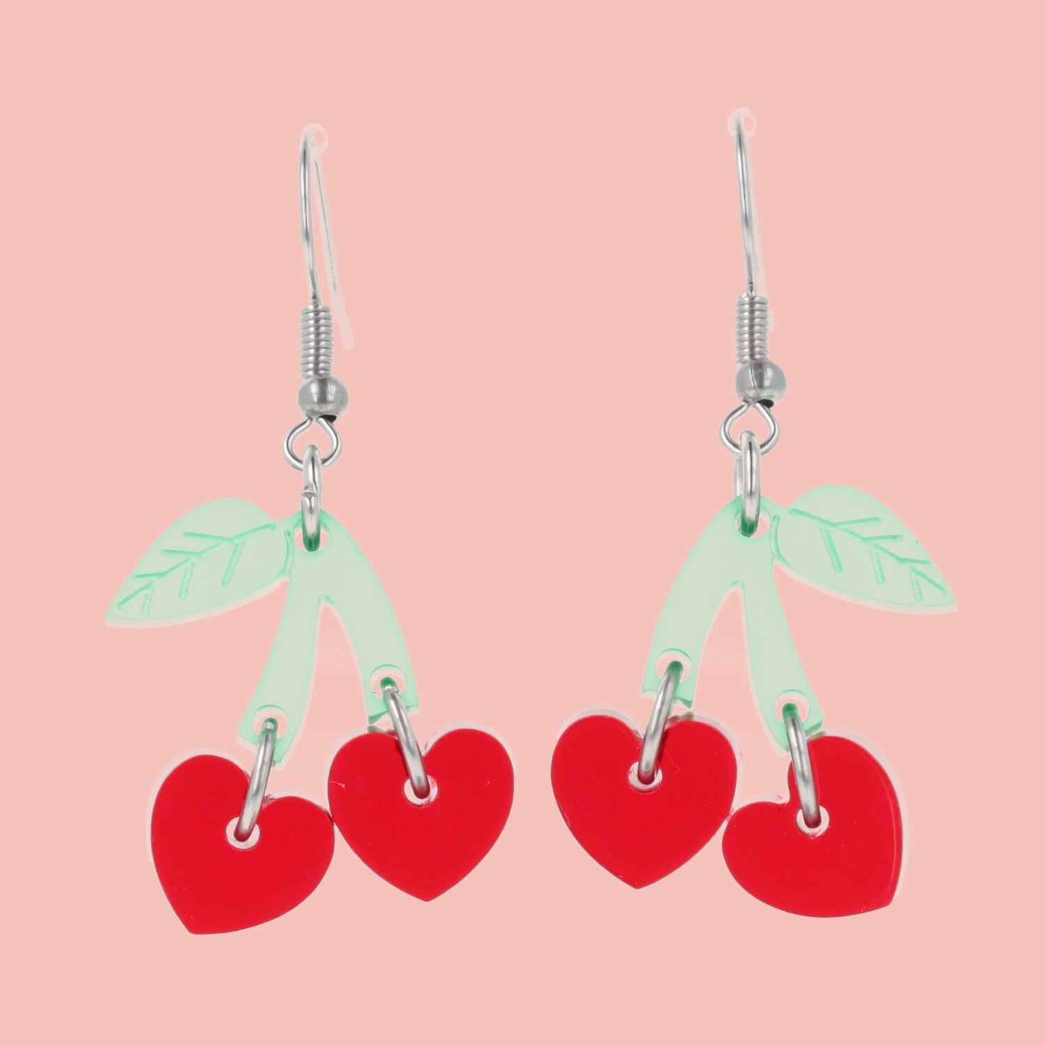 Cherry Love Earrings (Transparent Red)