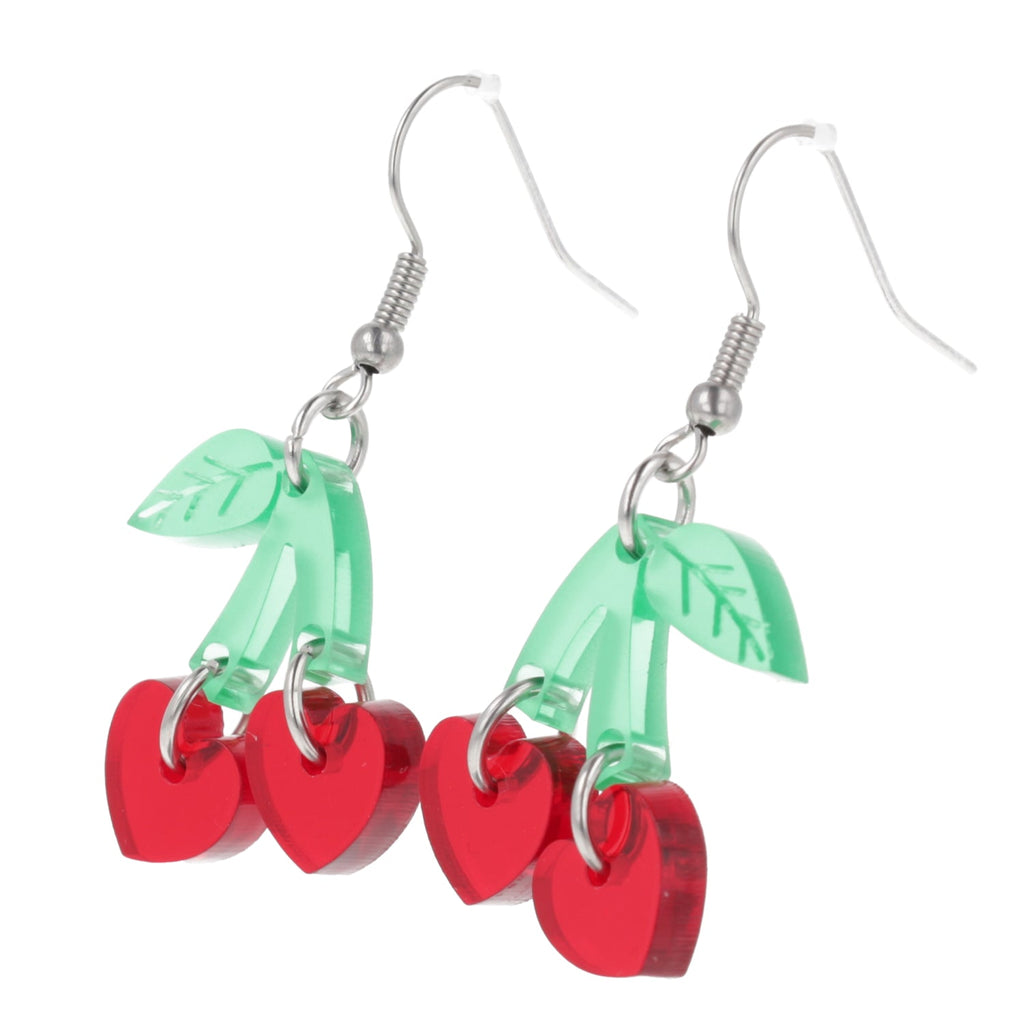 Cherry Love Earrings (Transparent Red)