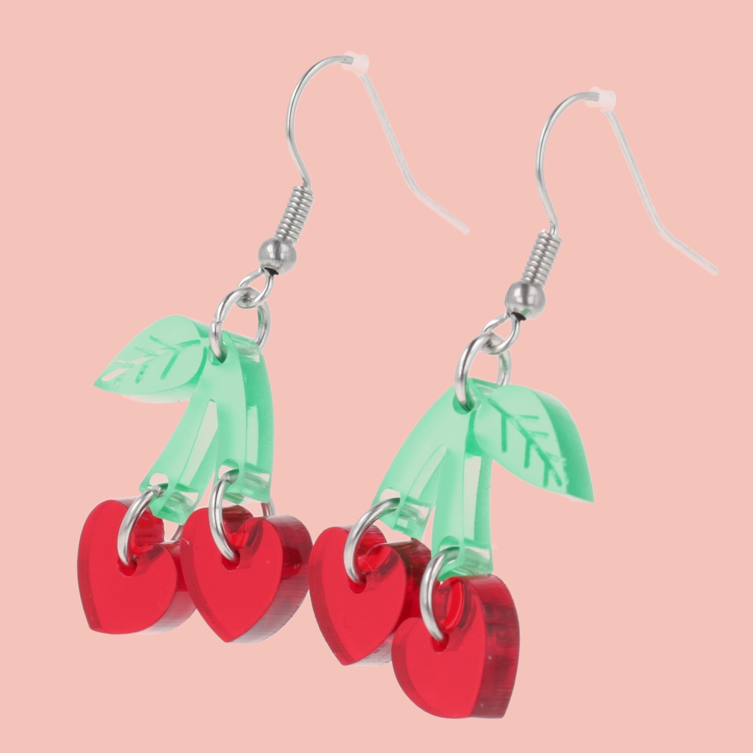 Cherry Love Earrings (Transparent Red)
