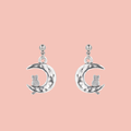 Cat On The Moon Stud Earrings